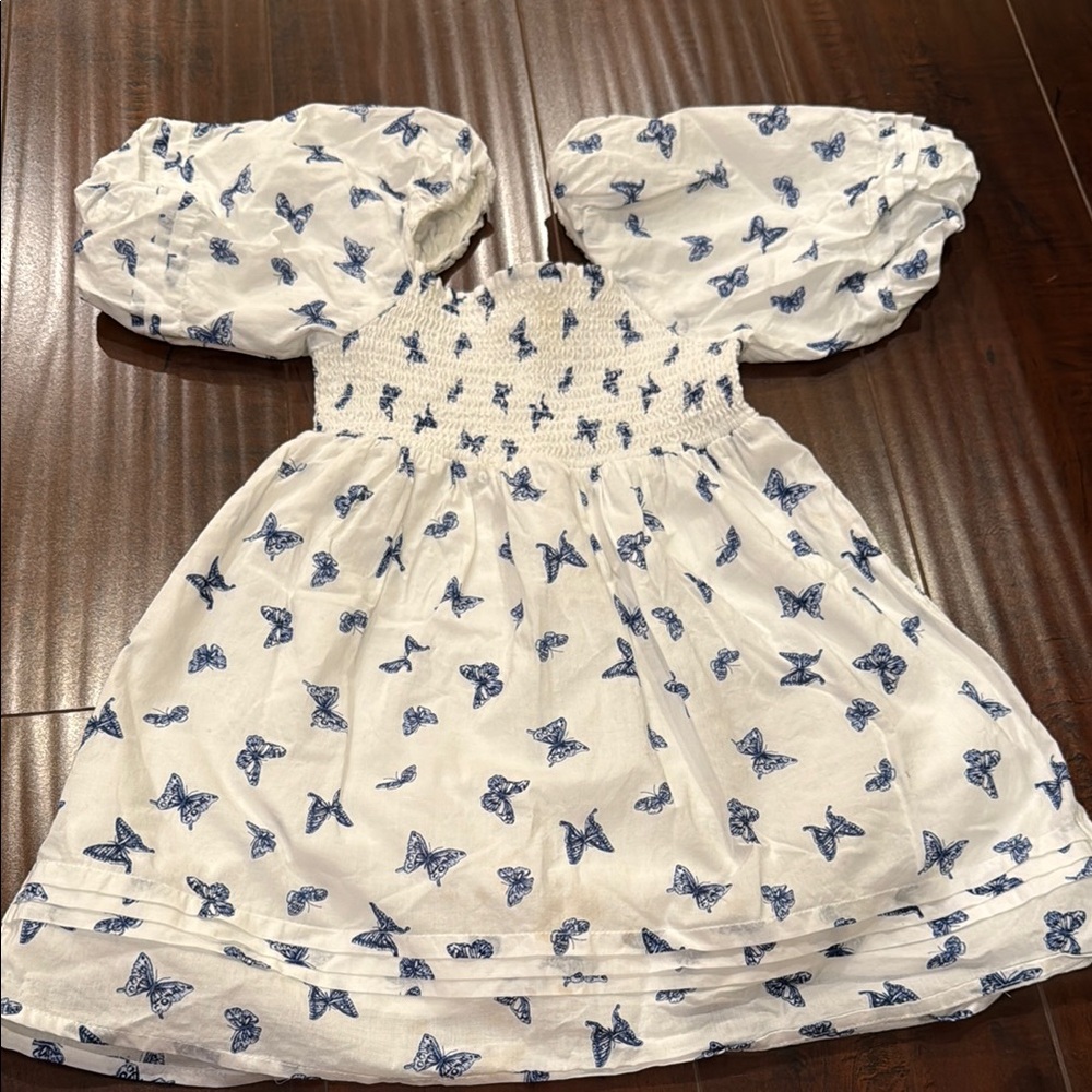 Janie and Jack charming White and Blue Butterfly Kids Dress